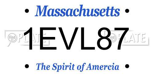 1EVL87 Massachusetts License Plate