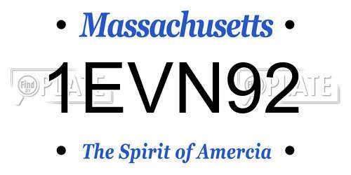 1EVN92 Massachusetts License Plate