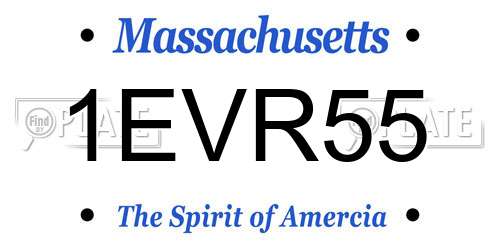 1EVR55 Massachusetts License Plate