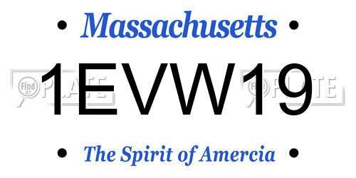 1EVW19 Massachusetts License Plate