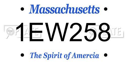 1EW258 Massachusetts License Plate