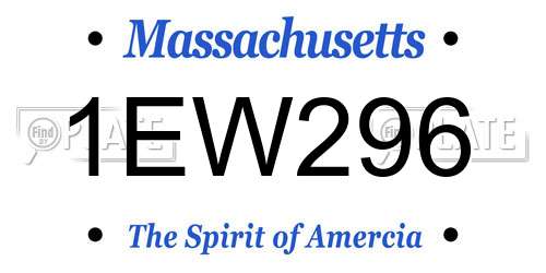 1EW296 Massachusetts License Plate