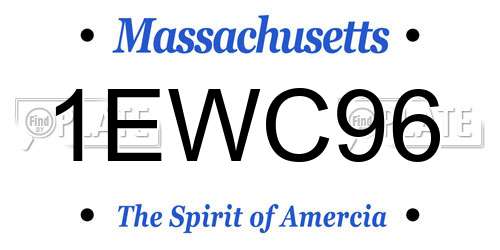 1EWC96 Massachusetts License Plate