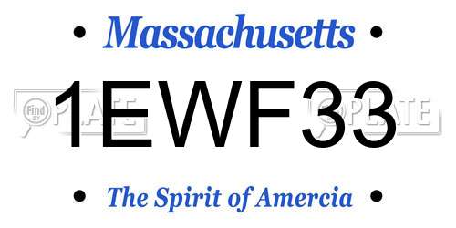 1EWF33 Massachusetts License Plate