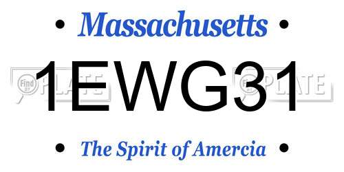 1EWG31 Massachusetts License Plate