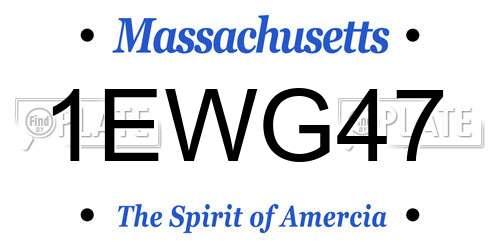 1EWG47 Massachusetts License Plate