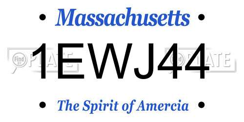 1EWJ44 Massachusetts License Plate