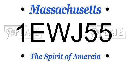 1EWJ55 Massachusetts License Plate