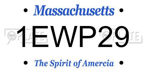 1EWP29 Massachusetts License Plate