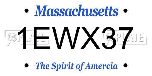1EWX37 Massachusetts License Plate