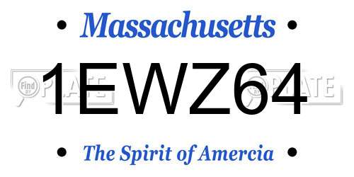 1EWZ64 Massachusetts License Plate
