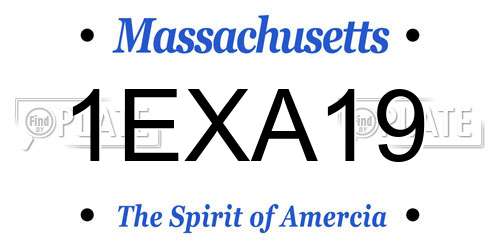 1EXA19 Massachusetts License Plate
