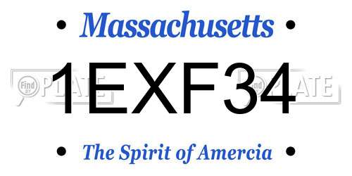 1EXF34 Massachusetts License Plate