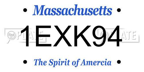 1EXK94 Massachusetts License Plate