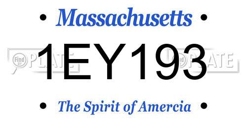 1EY193 Massachusetts License Plate