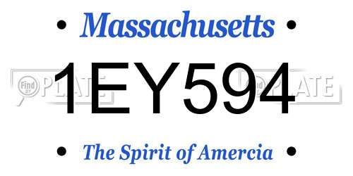 1EY594 Massachusetts License Plate