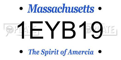 1EYB19 Massachusetts License Plate