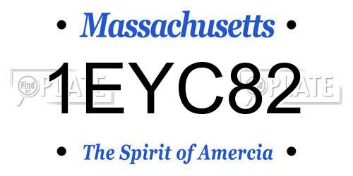 1EYC82 Massachusetts License Plate