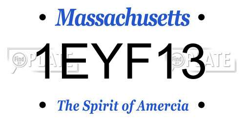 1EYF13 Massachusetts License Plate