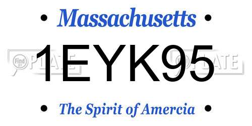 1EYK95 Massachusetts License Plate