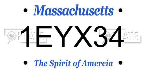 1EYX34 Massachusetts License Plate