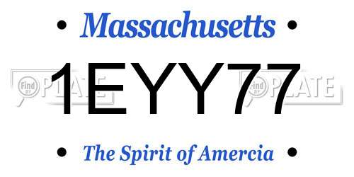 1EYY77 Massachusetts License Plate