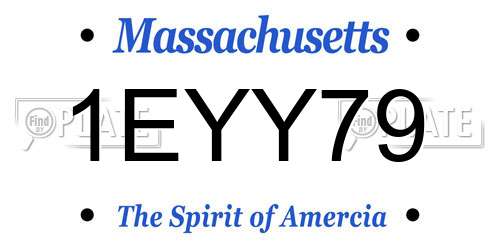1EYY79 Massachusetts License Plate
