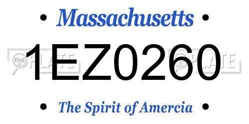 1EZ0260 Massachusetts License Plate