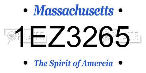 1EZ3265 Massachusetts License Plate