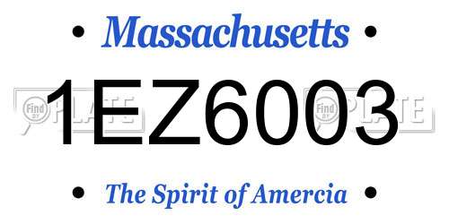1EZ6003 Massachusetts License Plate