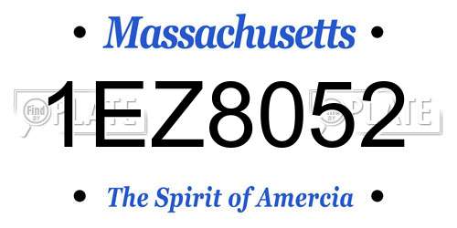 1EZ8052 Massachusetts License Plate