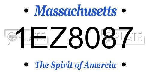 1EZ8087 Massachusetts License Plate