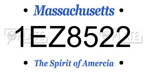 1EZ8522 Massachusetts License Plate