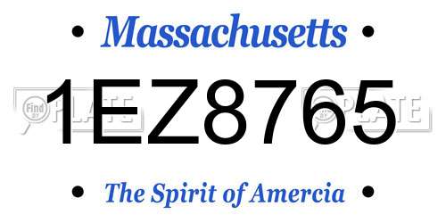 1EZ8765 Massachusetts License Plate