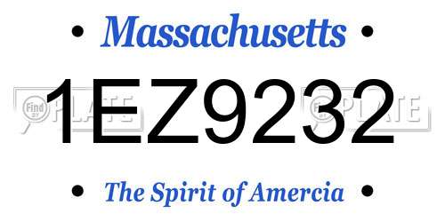 1EZ9232 Massachusetts License Plate