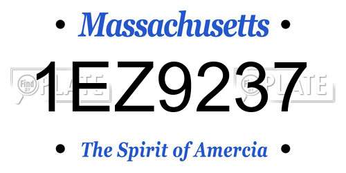 1EZ9237 Massachusetts License Plate