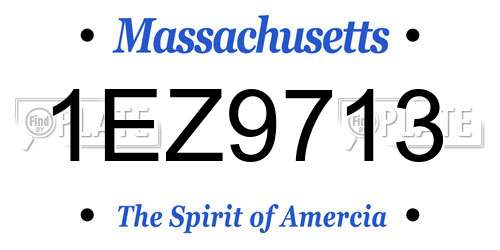 1EZ9713 Massachusetts License Plate