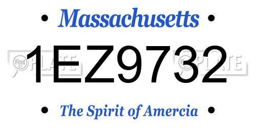 1EZ9732 Massachusetts License Plate