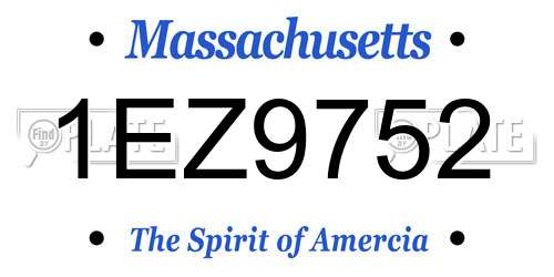 1EZ9752 Massachusetts License Plate