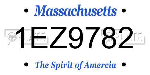 1EZ9782 Massachusetts License Plate