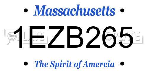 1EZB265 Massachusetts License Plate