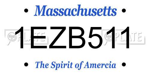 1EZB511 Massachusetts License Plate