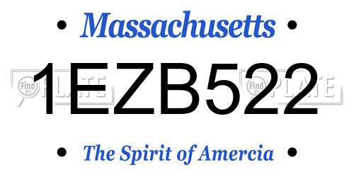 1EZB522 Massachusetts License Plate