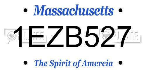 1EZB527 Massachusetts License Plate