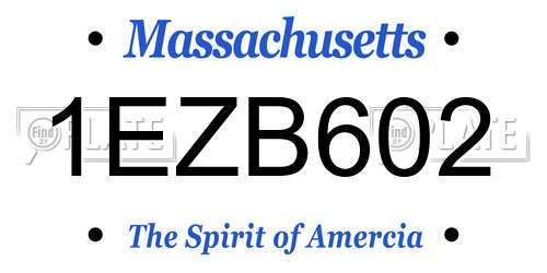 1EZB602 Massachusetts License Plate