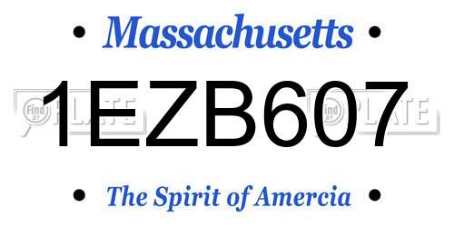 1EZB607 Massachusetts License Plate