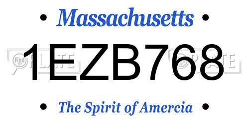 1EZB768 Massachusetts License Plate
