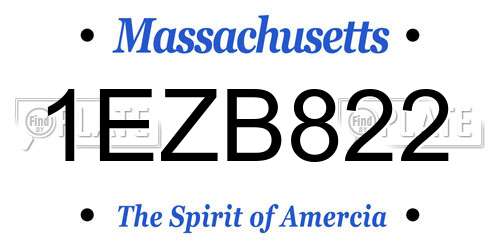 1EZB822 Massachusetts License Plate