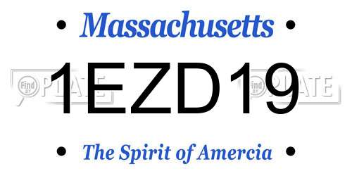 1EZD19 Massachusetts License Plate
