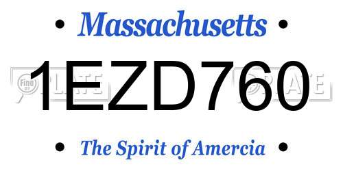 1EZD760 Massachusetts License Plate